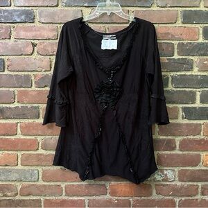 SVETLANA v neck top size 14 / large -29” long -39 chest